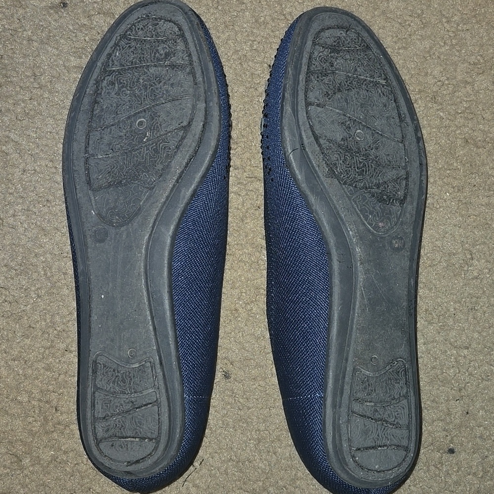 Women's Navy Blue Cushioned Ballet Flats - Picture 4 of 6